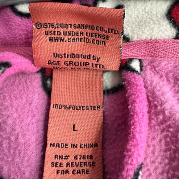 Hello kitty robe 2007 vintage dead stock fleece pink waist tie belt pockets - Picture 6 of 8
